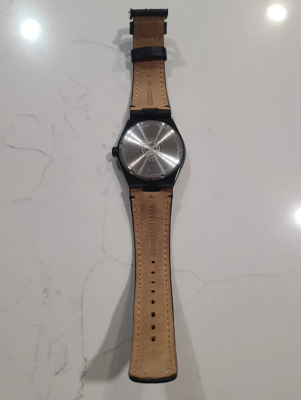 EUC ECO-DRIVE CITIZEN WEEKENDER WATCH BLACK LEATHER STRAP AW1135-19E